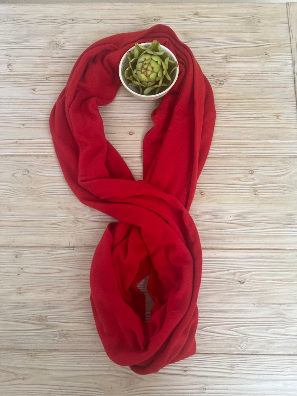 Akris Punto Red Wool Cashmere Infinity Scarf - Picture 5 of 5